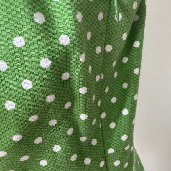 Tahari Green Polka Dot cotton Dress. Ptp 20” lenght 39” - Picture 7 of 13